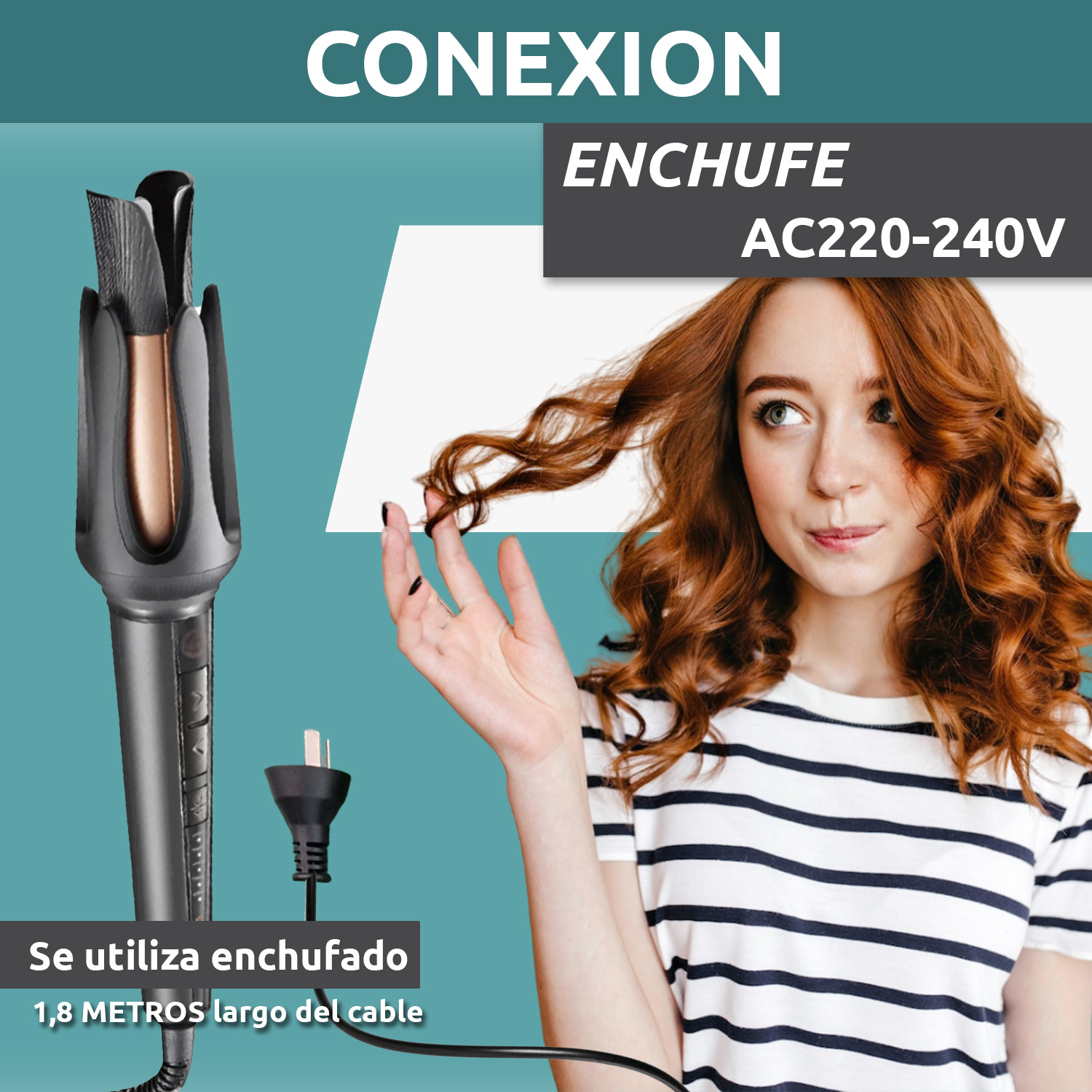 Buclera Automatica Profesional Para Cabello Rulos VGR V-581 210°C Color Negro - Image 8