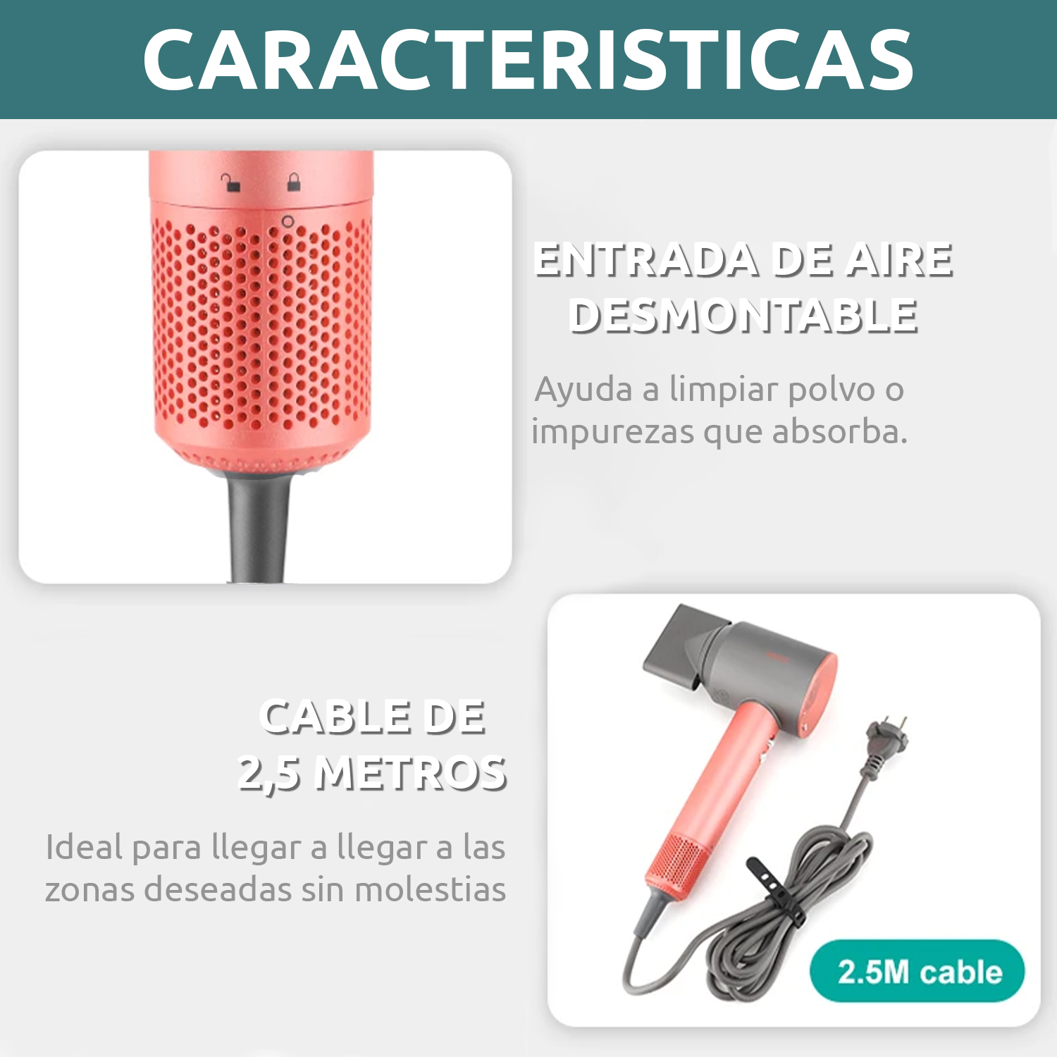 Secador De Pelo Profesional VGR V-440 Iónico 1400w BLDC Color Rojo - Image 6