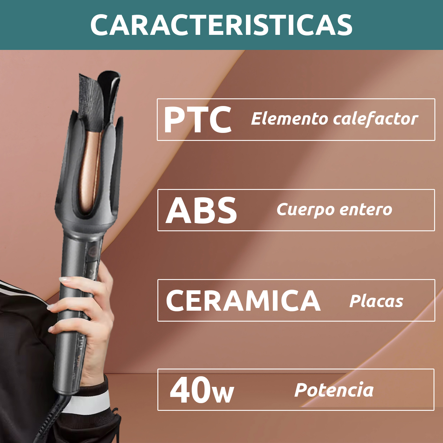 Buclera Automatica Profesional Para Cabello Rulos VGR V-581 210°C Color Negro - Image 7