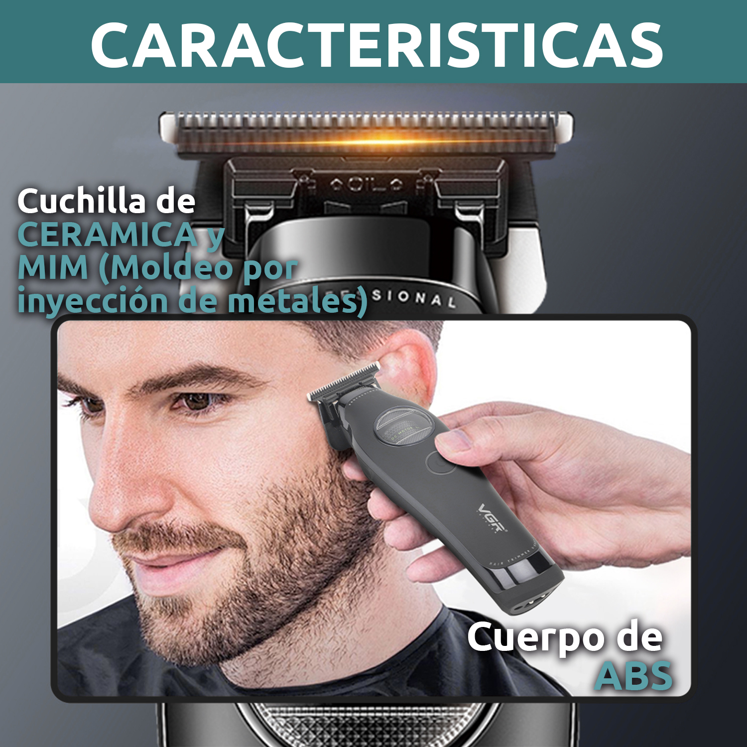 Maquina de cortar Pelo Patillera Trimmer Vgr V-880t Rotatech Bldc 7200RPM Color Negro - Image 9