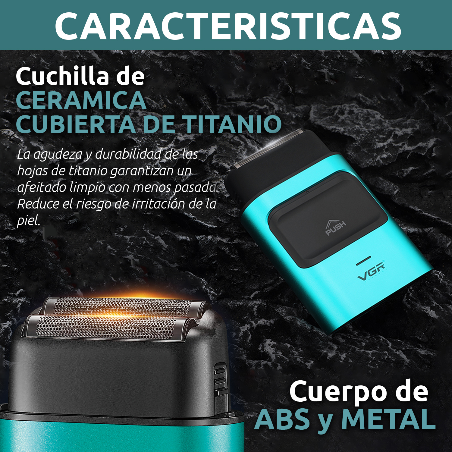 Maquina Corta Pelo Rasuradora Titanio Recargable VGR V-307 Color Verde - Image 5