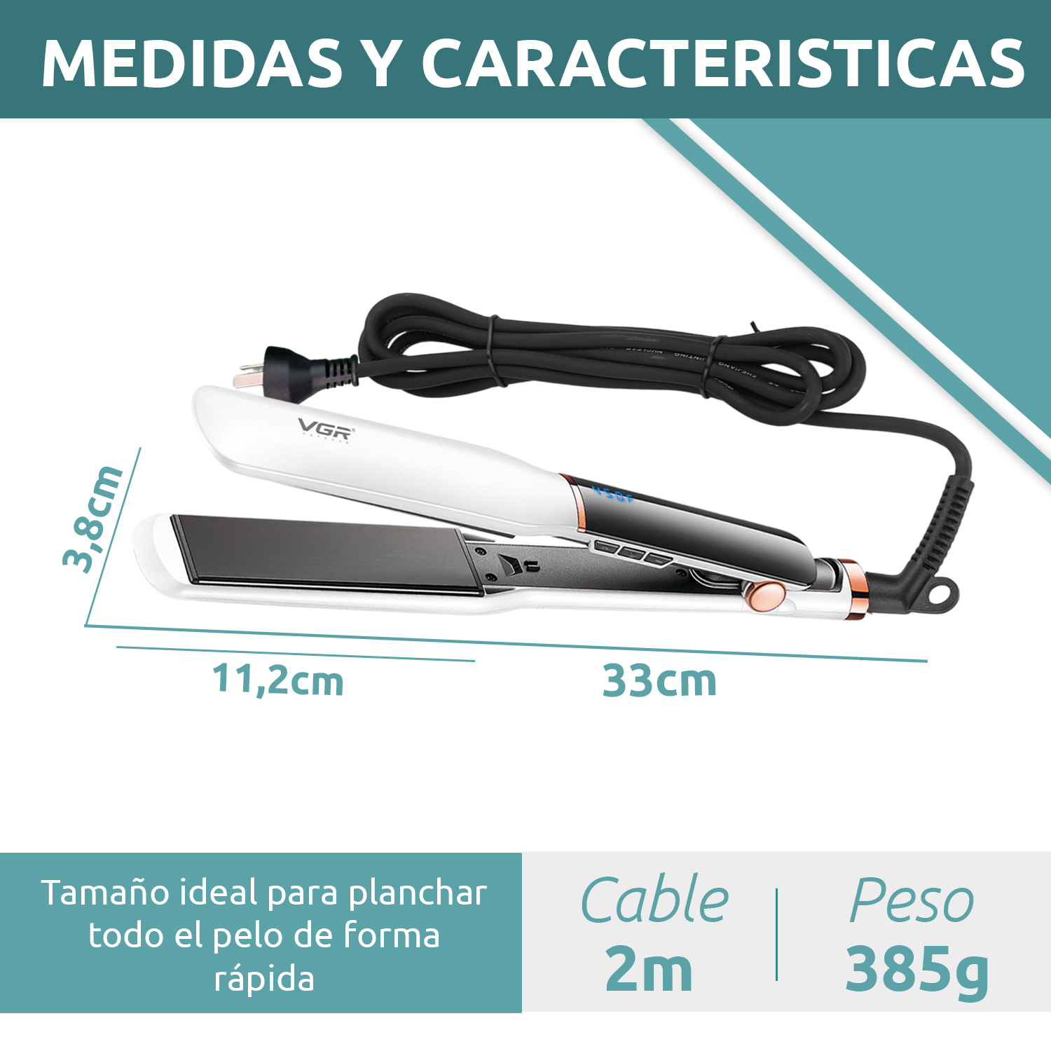 Planchita De Pelo Profesional VGR V-519S Cerámica 230°C Color Blanco - Image 9