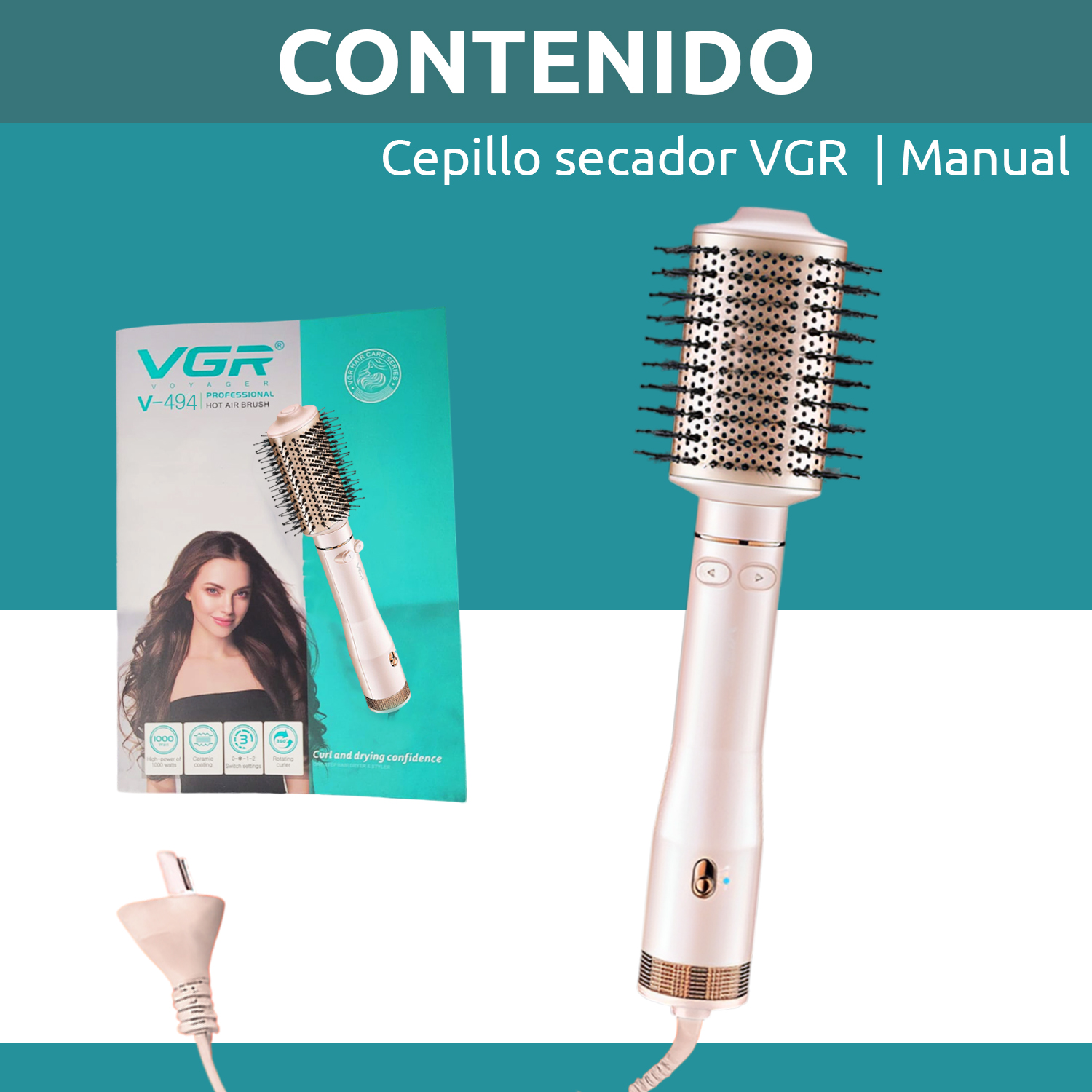 Cepillo Secador Cabello Giratorio VGR V-494 2 Velocidades Color Rosa - Image 10