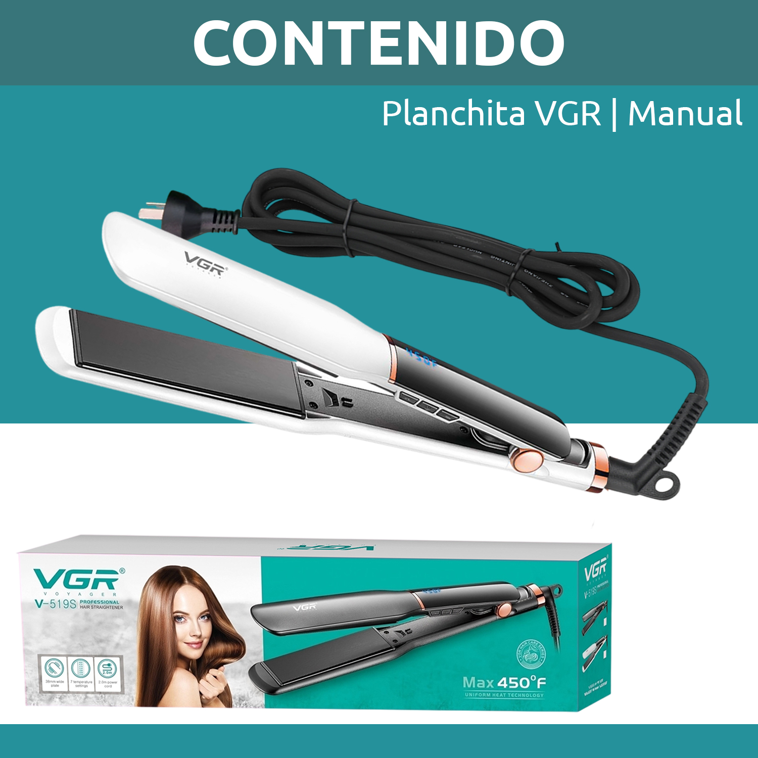 Planchita De Pelo Profesional VGR V-519S Cerámica 230°C Color Blanco - Image 10