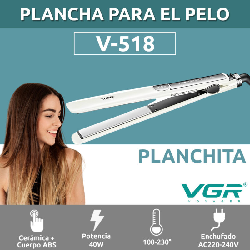 Alternative view of Planchita Pelo Vgr V-518 Led 2en1 Profesional Cerámica 230°c