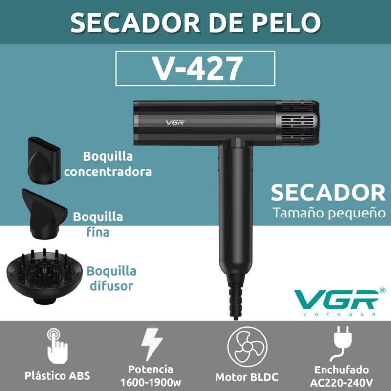 Alternative view of Secador Pelo Vgr V-427 Bldc 1900w Profesional Iónico Salón