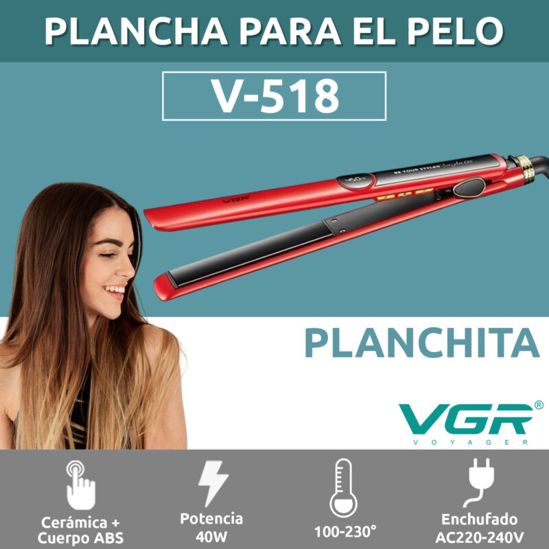 Alternative view of Planchita Pelo Vgr V-518 Led 2en1 Profesional Cerámica 230°c