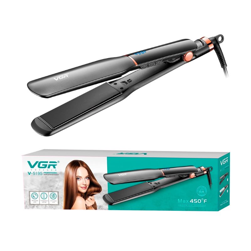 Planchita De Pelo Profesional VGR V-519S Cerámica 230°C Color Negro