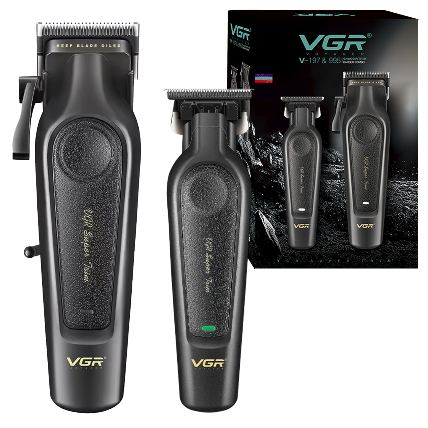 Maquina Corta Pelo Barba Trimmer Vgr V-197 y V-995 Inalámbrica Usb Color Negro