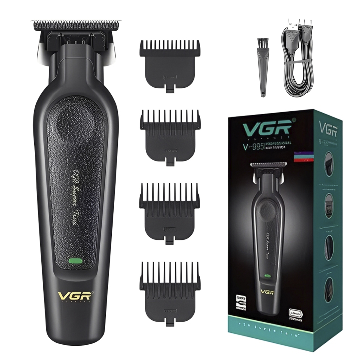 Cortadora De Pelo Patillera Trimmer VGR V-995 Usb 7000RPM T-blade Color Negro