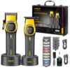 Set Profesional Maquina Cortar Pelo Clipper + Trimmer Vgr V-885 S2 Motor BLDC Color Dorado