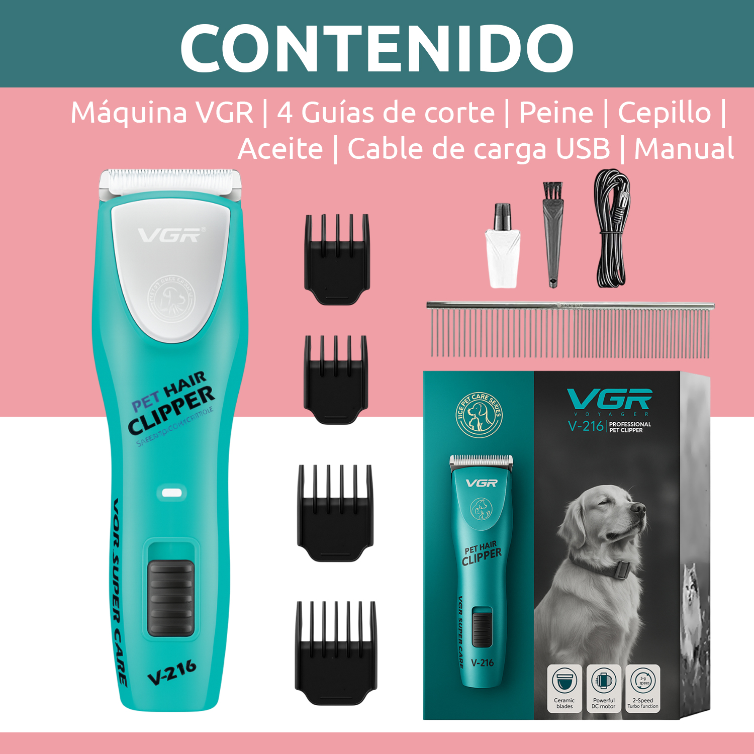 Peladora Corta Pelo Canina Inalámbrica VGR V-216 Mascotas Perro Gato - Image 10