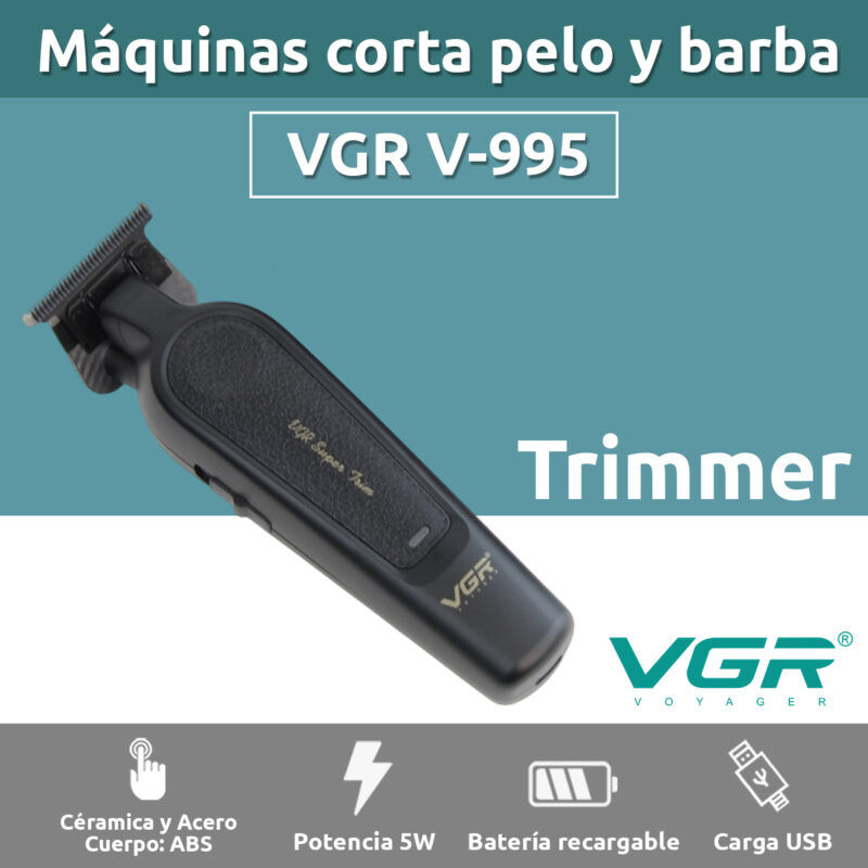 Alternative view of Cortadora De Pelo Patillera Trimmer VGR V-995 Usb 7000RPM T-blade Color Negro
