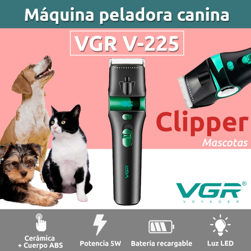 Alternative view of Máquina Cortar Pelo Peladora Mascotas VGR V-225 Luz 7000RPM Color Verde