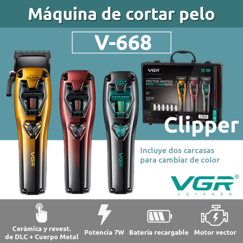 Alternative view of Máquina De Cortar Pelo VGR V-668 Inalámbrica Motor Vector Maletín