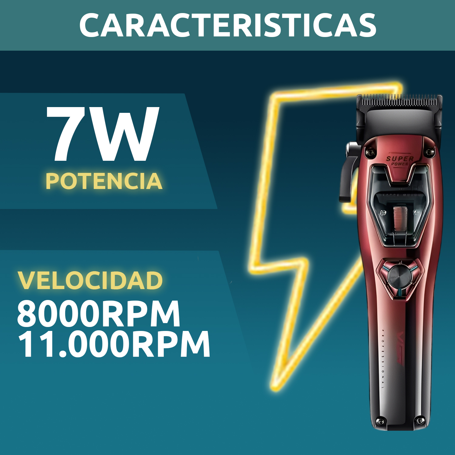 Máquina De Cortar Pelo VGR V-668 Inalámbrica Motor Vector Maletín - Image 3