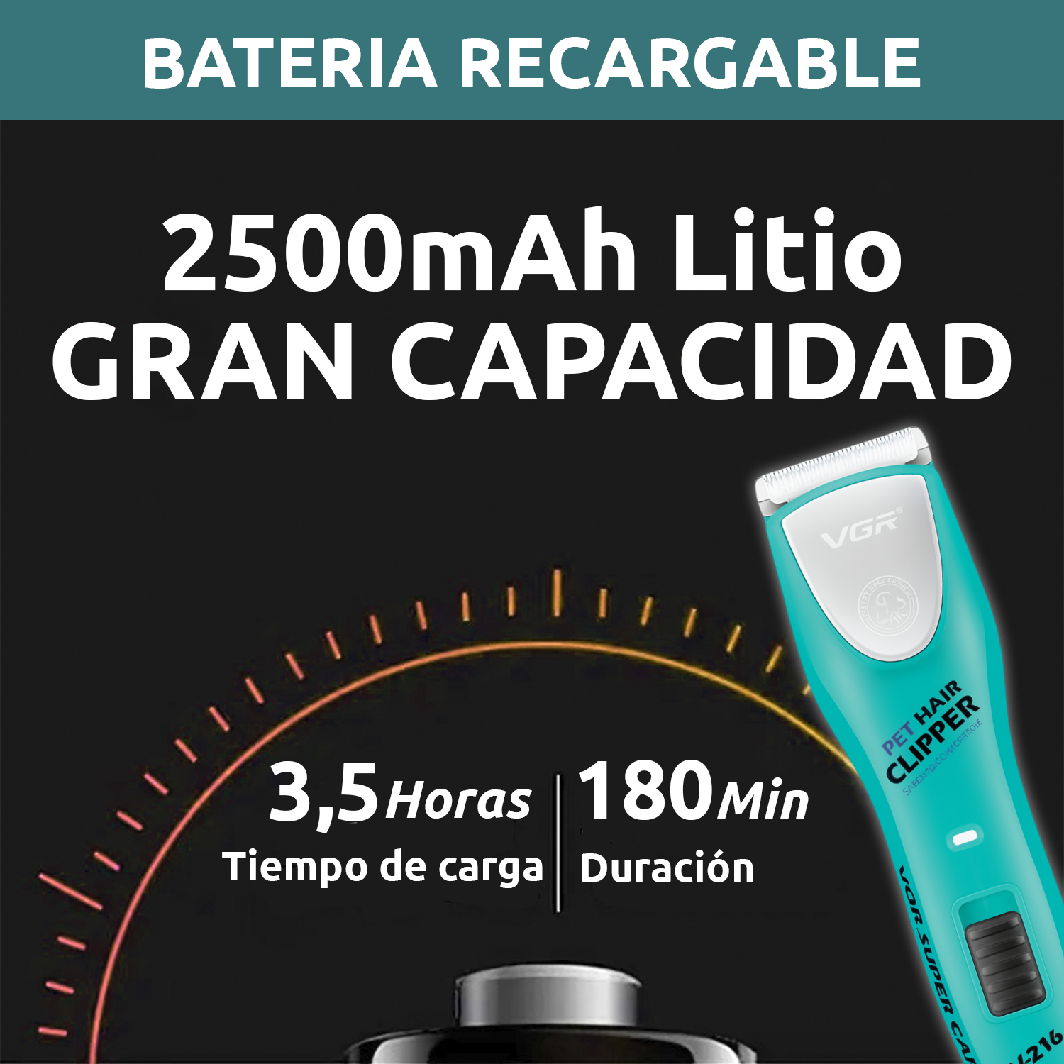 Peladora Corta Pelo Canina Inalámbrica VGR V-216 Mascotas Perro Gato - Image 4