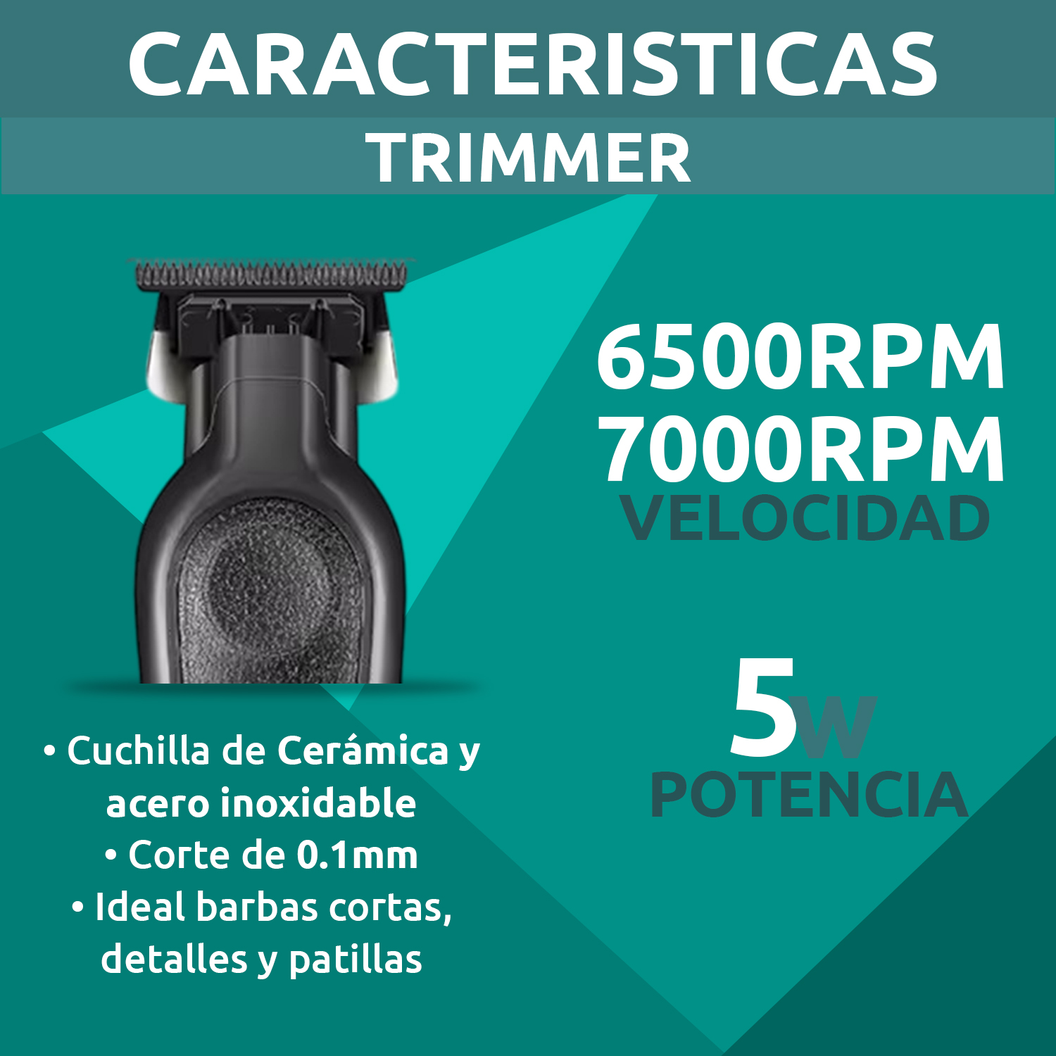 Cortadora De Pelo Patillera Trimmer VGR V-995 Usb 7000RPM T-blade Color Negro - Image 3