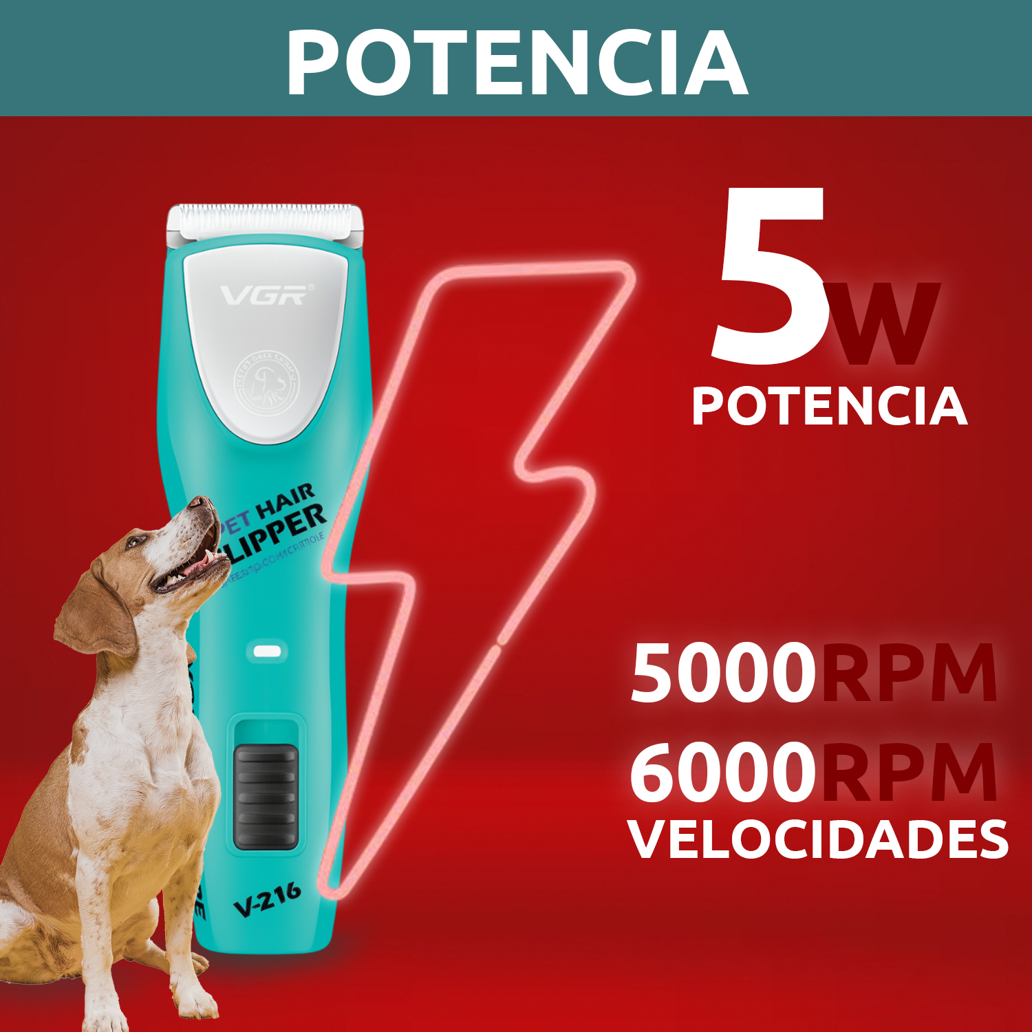 Peladora Corta Pelo Canina Inalámbrica VGR V-216 Mascotas Perro Gato - Image 3