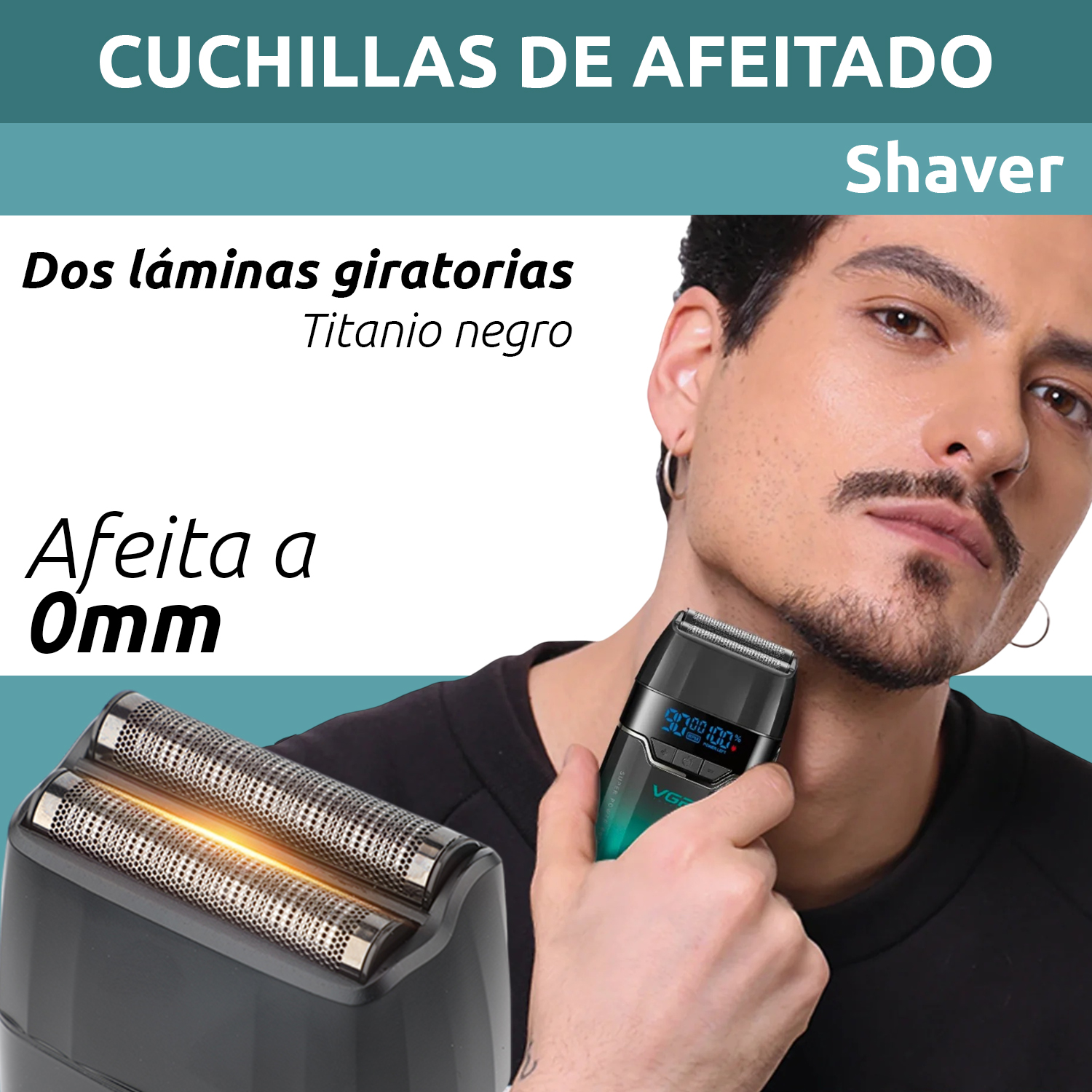 Afeitadora Eléctrica Hombre Barba VGR V-308 Turbo 9000RPM Color Verde - Image 5