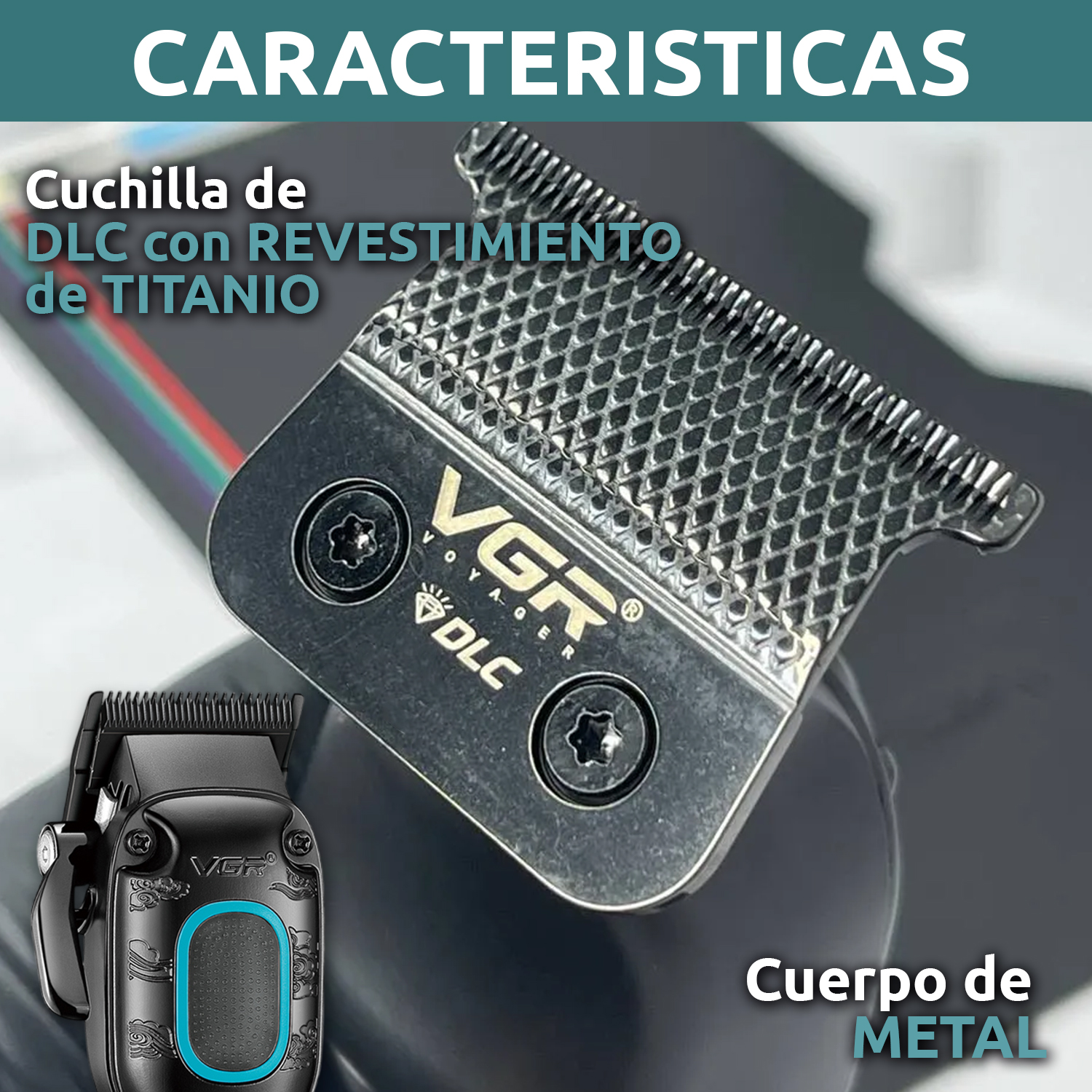 Maquina Cortar Pelo VGR V-016 Profesional Bldc 7000RPM Metal 8W Color Negro Y Verde - Image 8