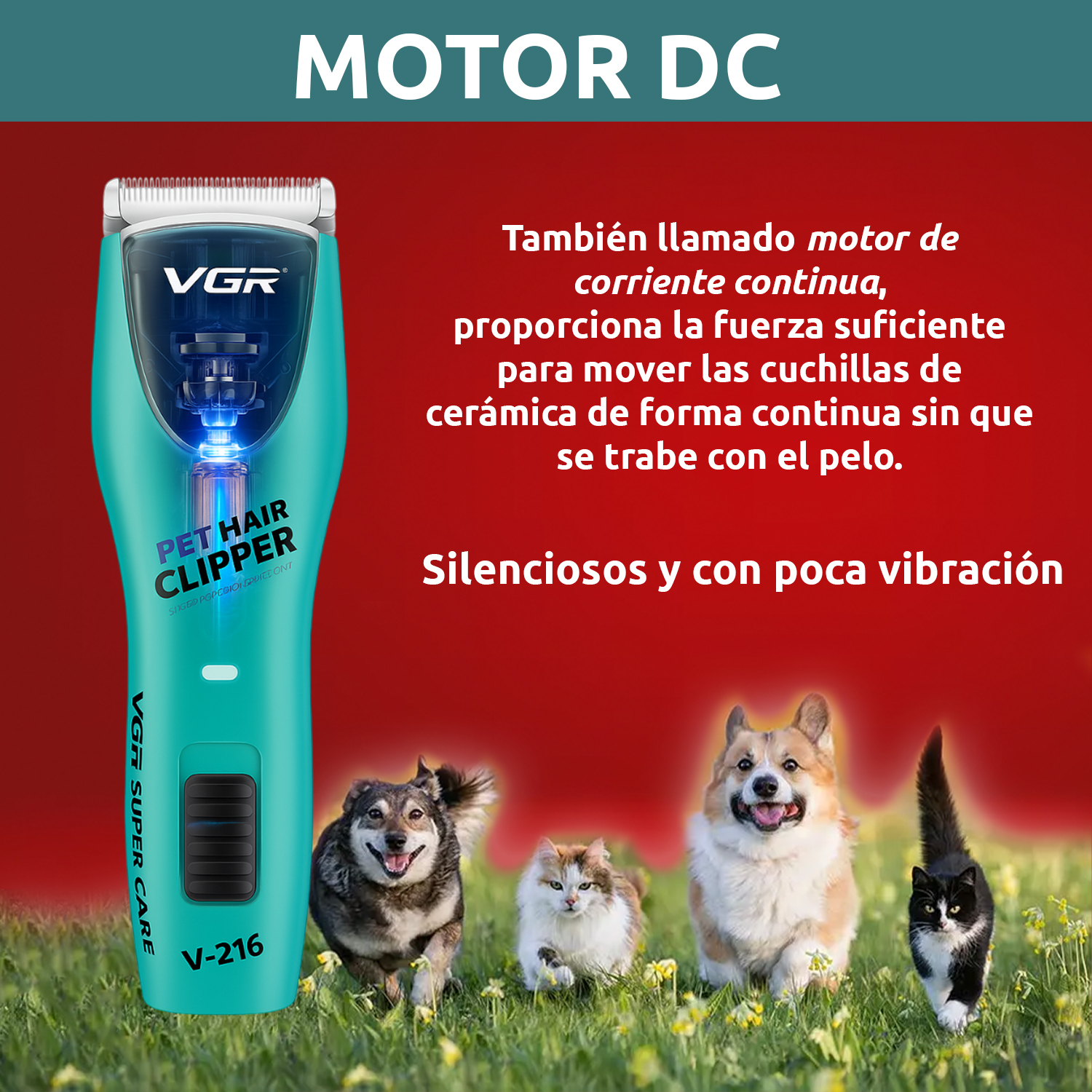 Peladora Corta Pelo Canina Inalámbrica VGR V-216 Mascotas Perro Gato - Image 8