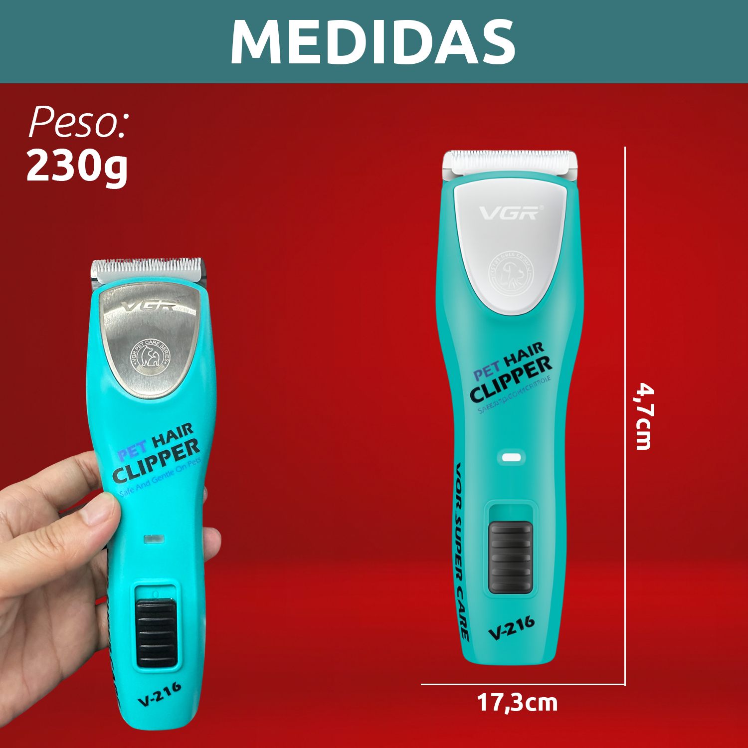 Peladora Corta Pelo Canina Inalámbrica VGR V-216 Mascotas Perro Gato - Image 9