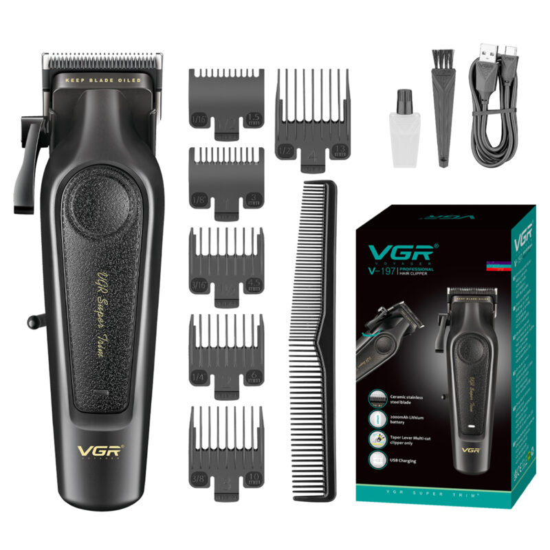 Cortadora De Pelo Vgr V-197 Clipper Inalámbrica Cuchilla DLC 7000RPM Color Negro