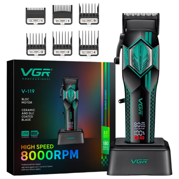 Maquina Cortar Pelo Profesional Vgr V-119 Motor Bldc 8000rpm Color Verde