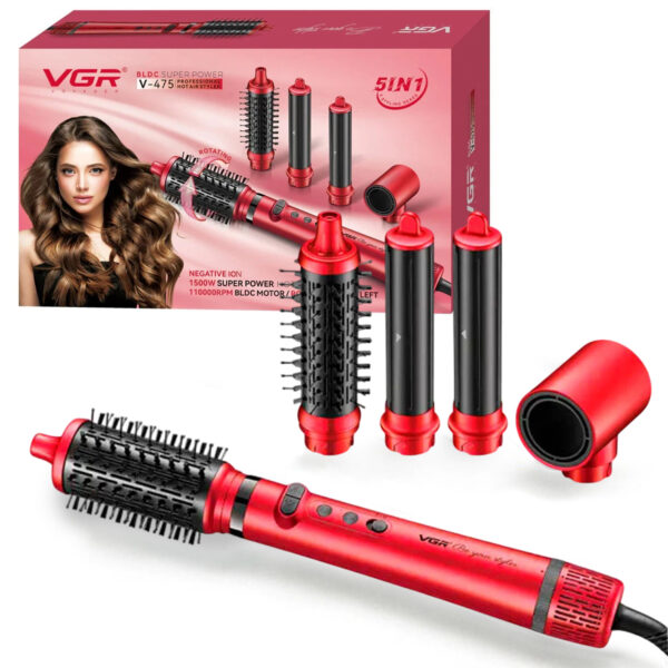 Cepillo Secador Alisador Voluminizador Vgr V-475 Color Rojo