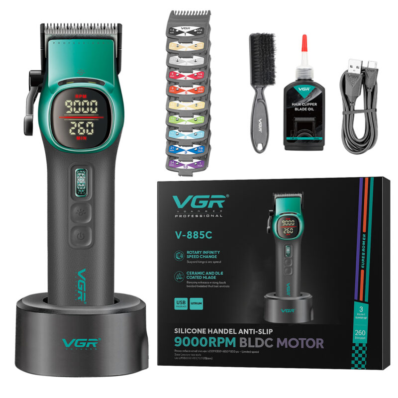 Máquina Cortar Pelo Barberia Clipper Vgr V-885c Profesional Color Verde