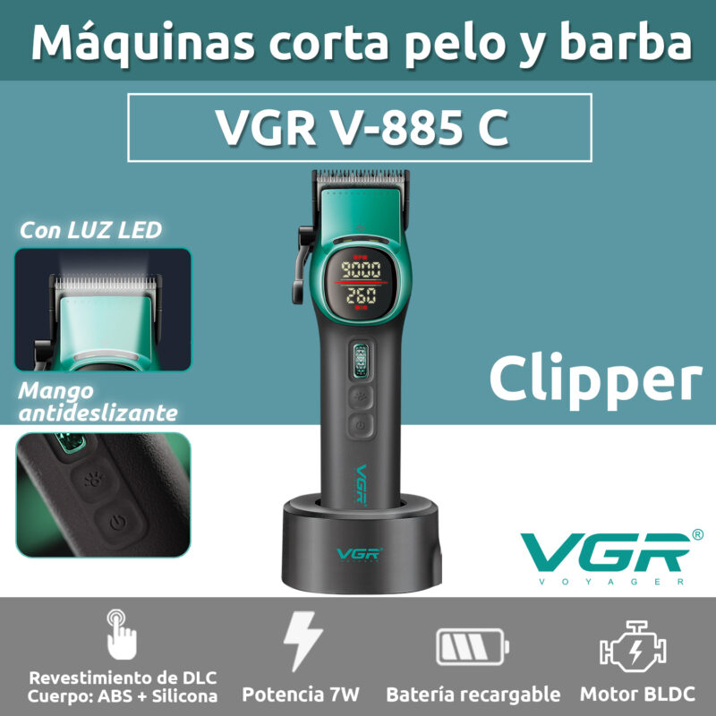 Alternative view of Máquina Cortar Pelo Barberia Clipper Vgr V-885c Profesional Color Verde