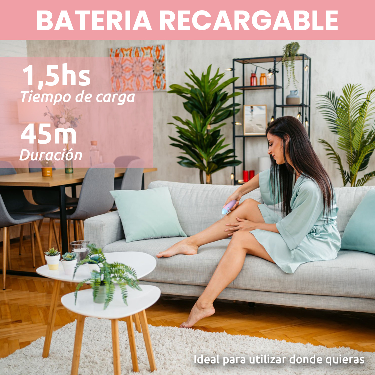 Depiladora Mujer Led Recargable VGR V-760 18 Pinzas Luz LED Color Rosa - Image 4