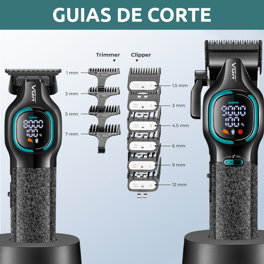Set Maquina De Cortar Pelo Clipper+ Patillera Vgr V-886 S2 Grip 9000rpm ...