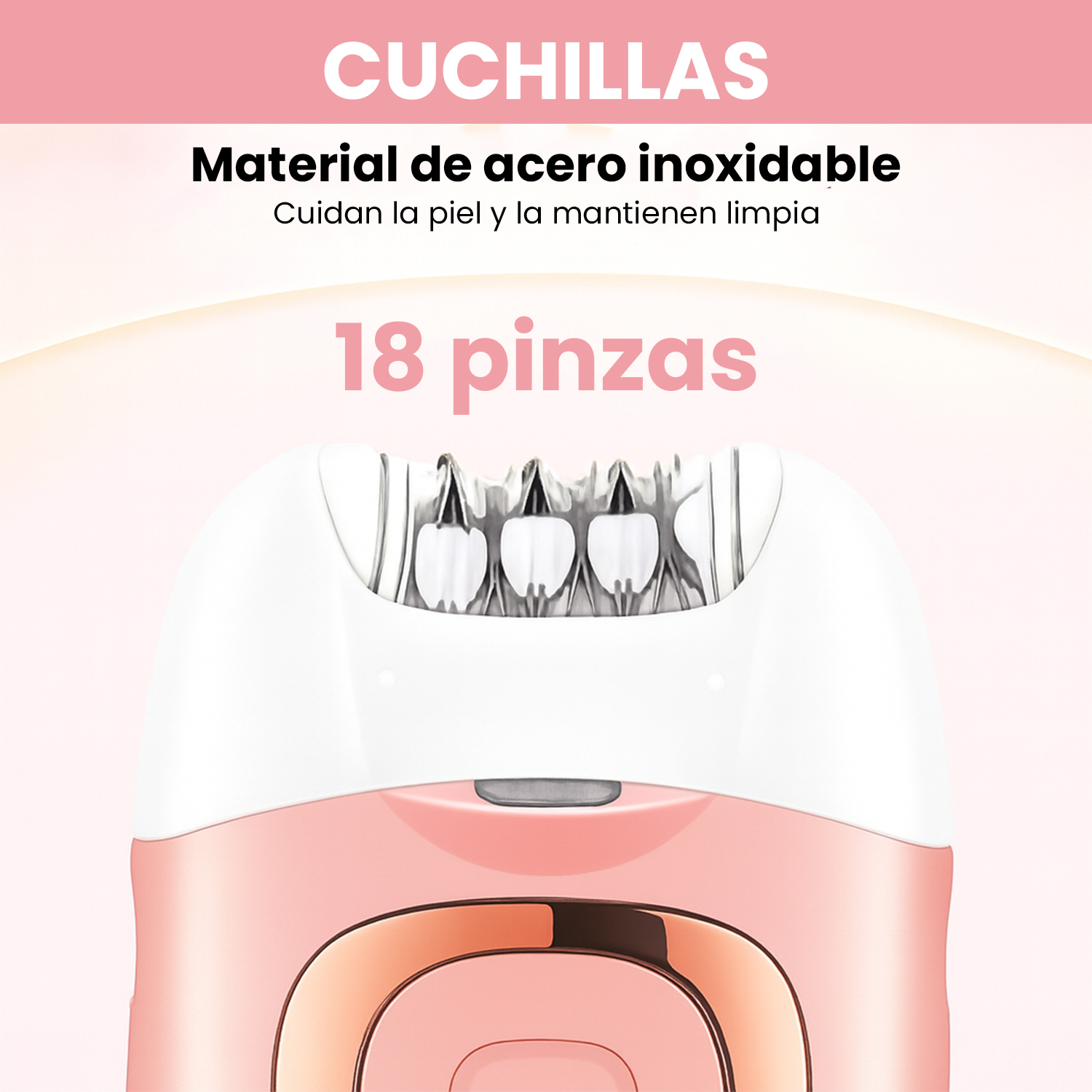 Depiladora Mujer Led Recargable VGR V-760 18 Pinzas Luz LED Color Rosa - Image 7