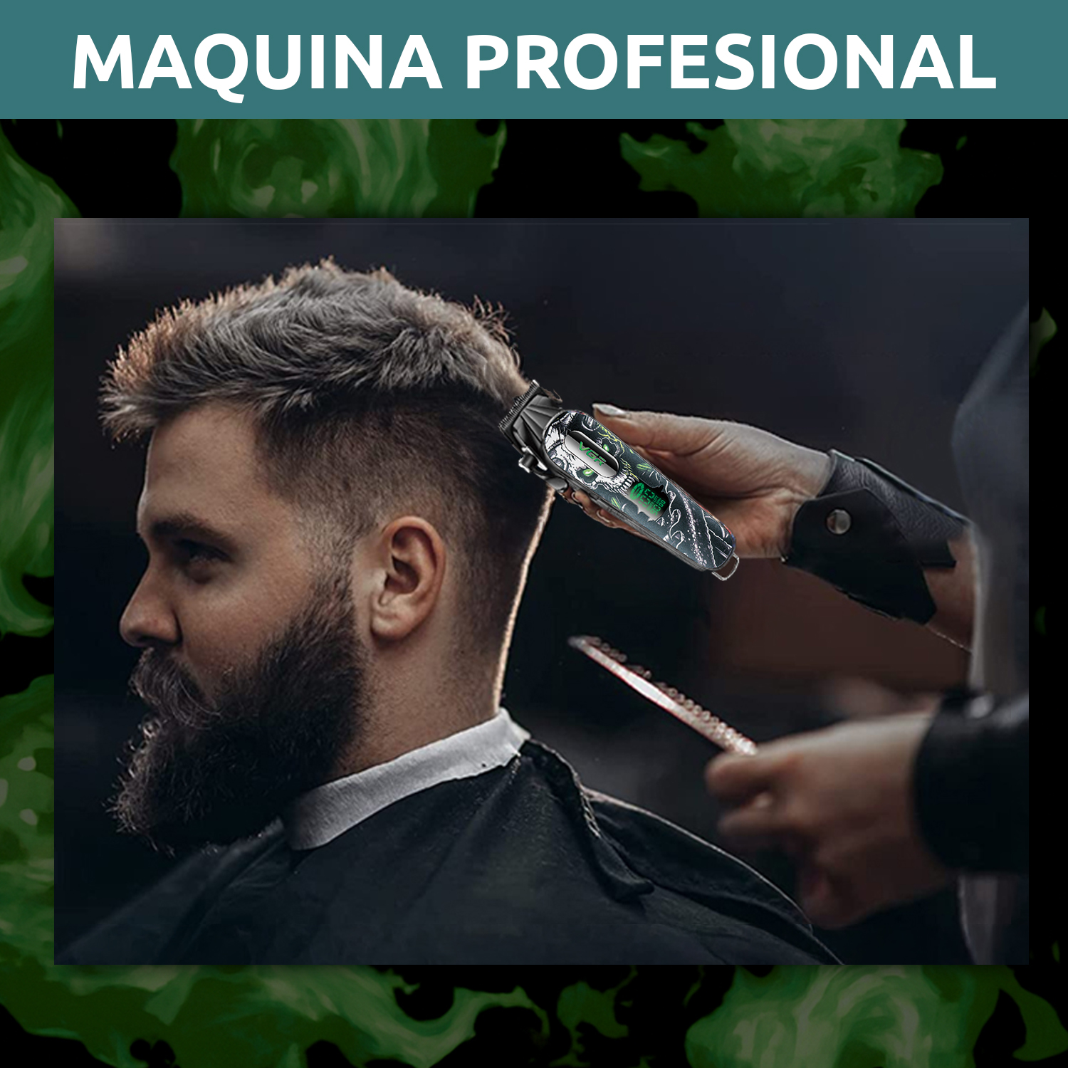 Máquina Corta Pelo Pro Clipper VGR V-279 Metal Cuchillas DLC 9000RPM Color verde - Image 8