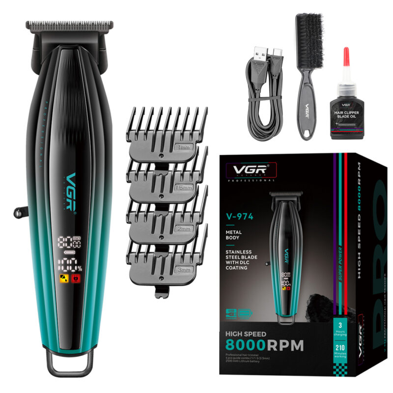 Maquina Cortar Pelo Patillera Trimmer Inalambrica Vgr V-974 Color Verde