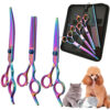 Kit Tijeras Peluqueria Mascotas Tornasolado Vgr Recta Curva
