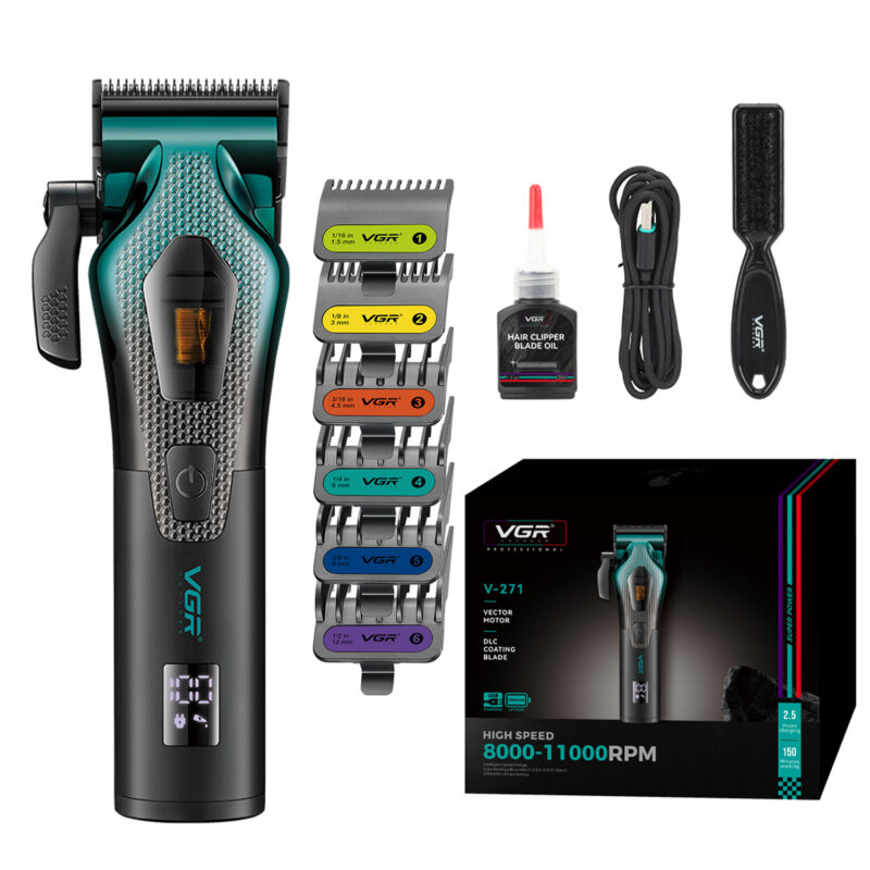 Maquina Corta Pelo Barba VGR V-271 Inalámbrica  Motor Vector Turbo Color Verde