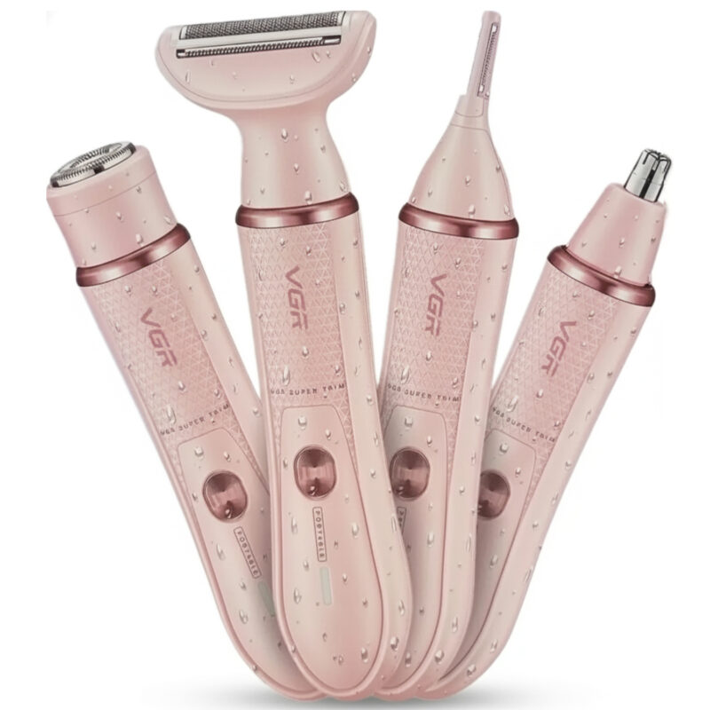 Set Mujer Afeitadora Corporal 4 en 1 Nariz Ceja VGR V-761 Color Rosa