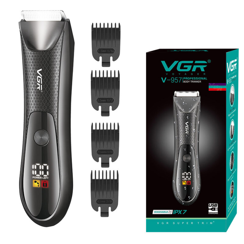 Maquina Cortar Pelo Patillera Trimmer Vgr V-957 Luz Ipx7 Color Negro