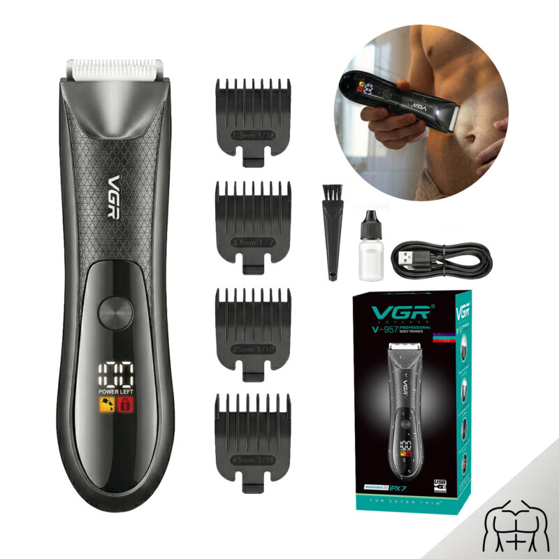 Afeitadora Eléctrica Intima Corporal Vgr V-957 Luz Ipx7 Negro