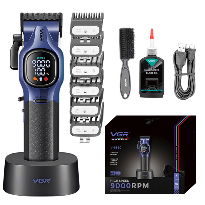 Maquina Corta Pelo Barba Clipper VGR V-886C Led Inalámbrica Color Violeta