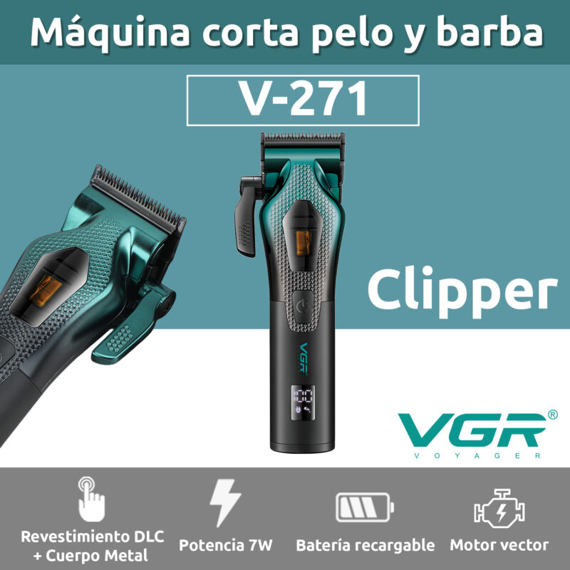 Alternative view of Maquina Corta Pelo Barba VGR V-271 Inalámbrica  Motor Vector Turbo Color Verde