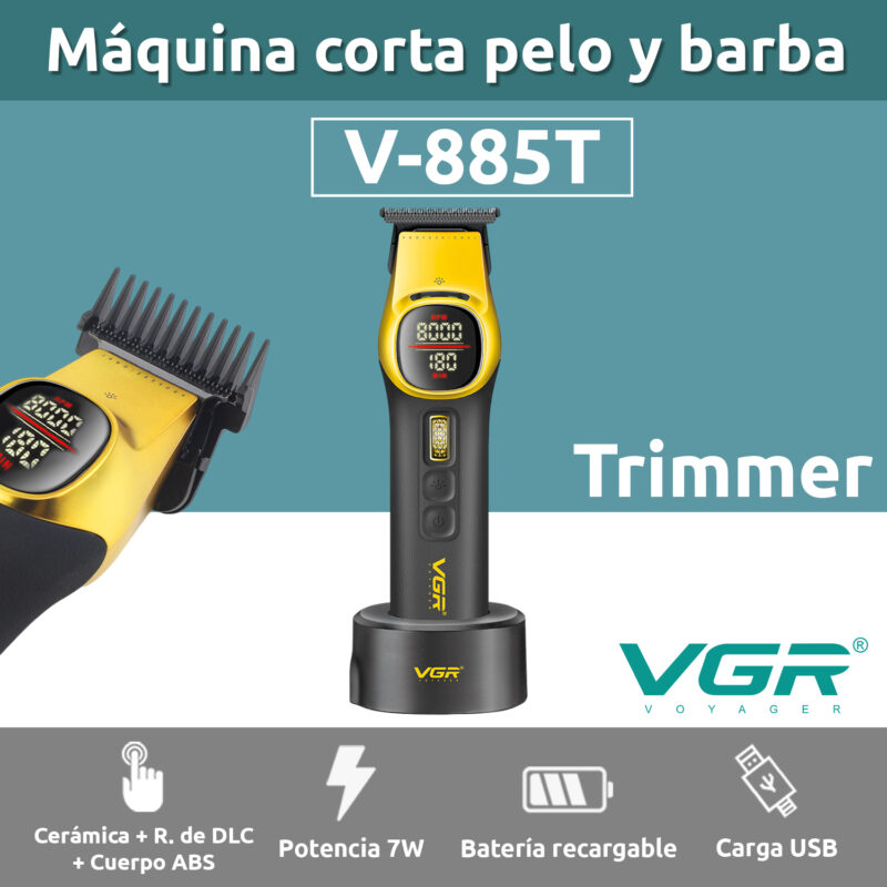 Alternative view of Máquina Cortar Pelo Barberia Trimmer VGR V-885T Profesional Color Amarillo