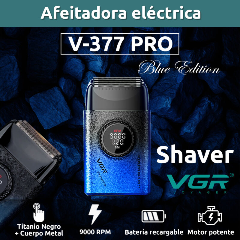 Alternative view of Afeitadora Eléctrica shaver VGR V-377 titanio 9000 RPM usb Color Azul