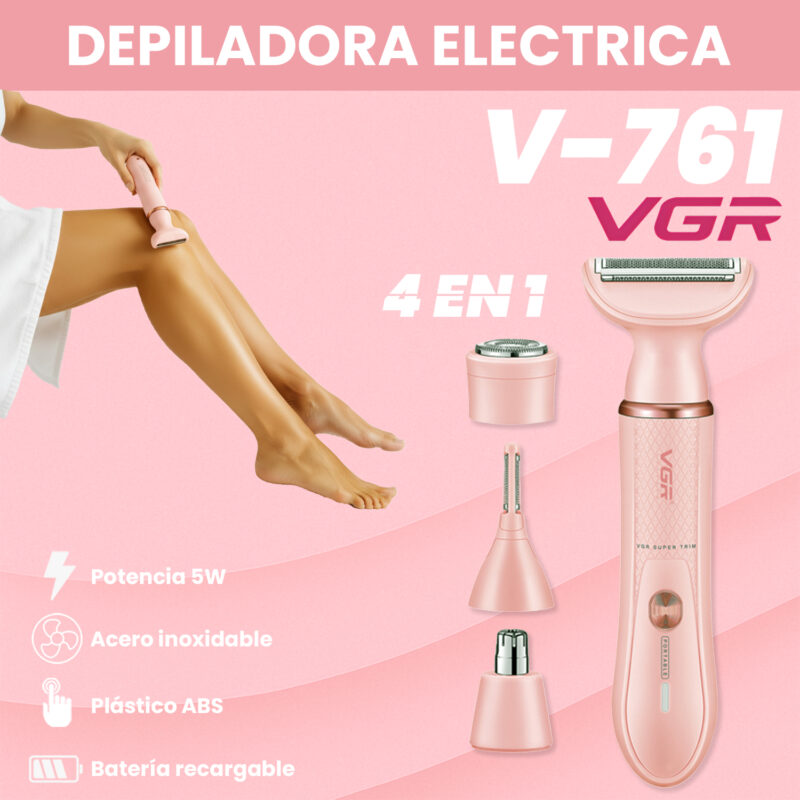 Alternative view of Set Mujer Afeitadora Corporal 4 en 1 Nariz Ceja VGR V-761 Color Rosa