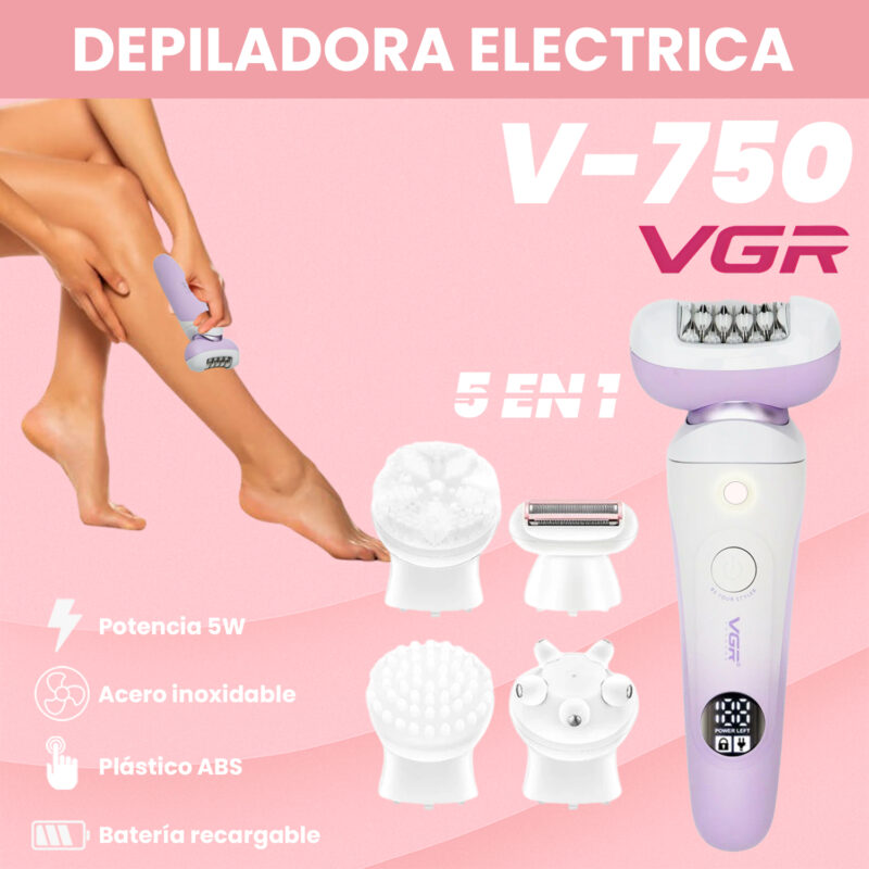 Alternative view of Depiladora Afeitadora Eléctrica Mujer 5 En 1 VGR V-750 IPX7 Color Violeta