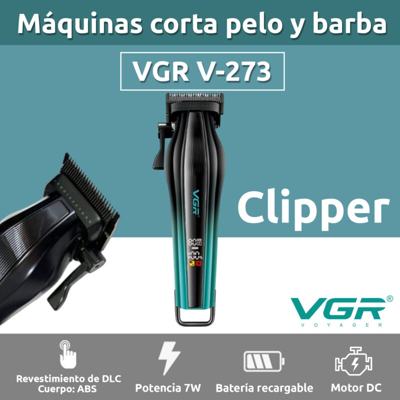 Alternative view of Maquina Cortadora Profesional Clipper Inalámbrica VGR V-273 Color Verde