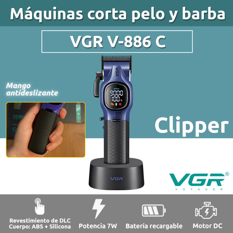Alternative view of Maquina Corta Pelo Barba Clipper VGR V-886C Led Inalámbrica Color Violeta